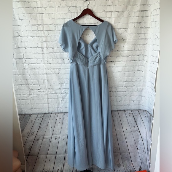 Azazie Light Blue Polyester Formal Dress with Slit size 10 - Picture 9 of 11